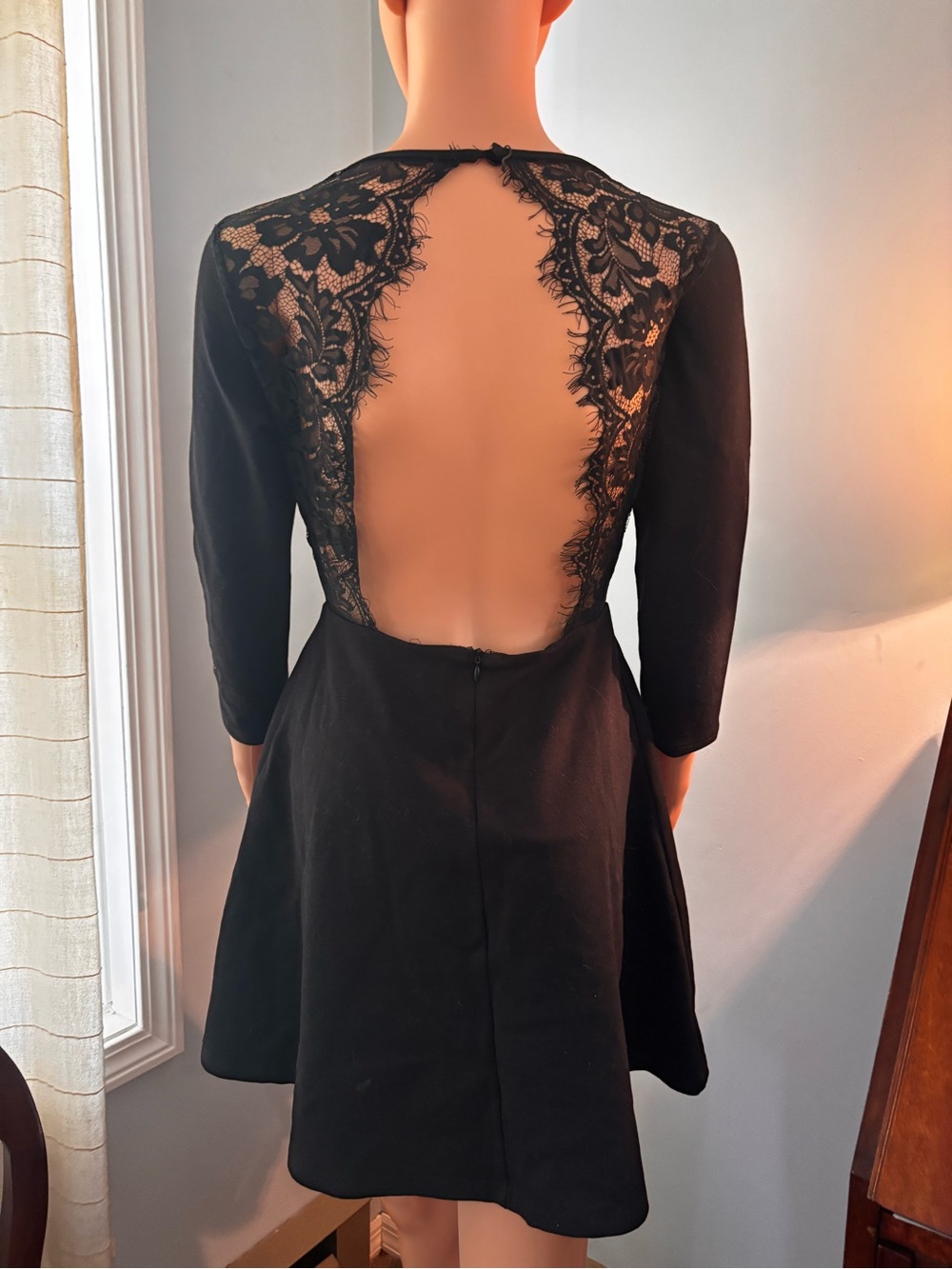 Lulu's Black Lace-Back Fit & Flare Dress